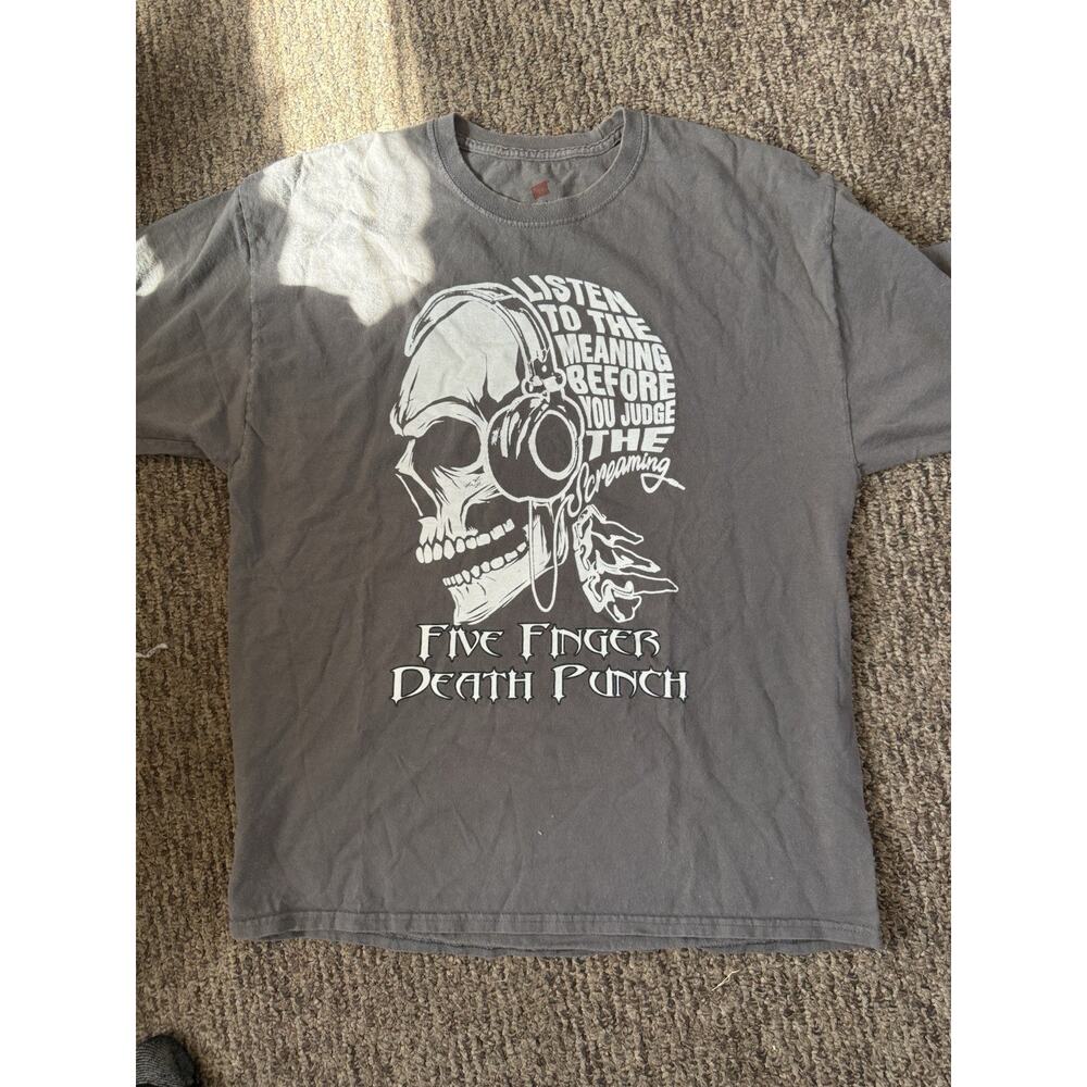 Five Finger Death Punch Band T Shirt Skull Graphic Listen To The Meaning XL